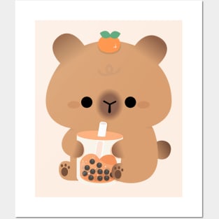 Capybara Boba Tea Posters and Art